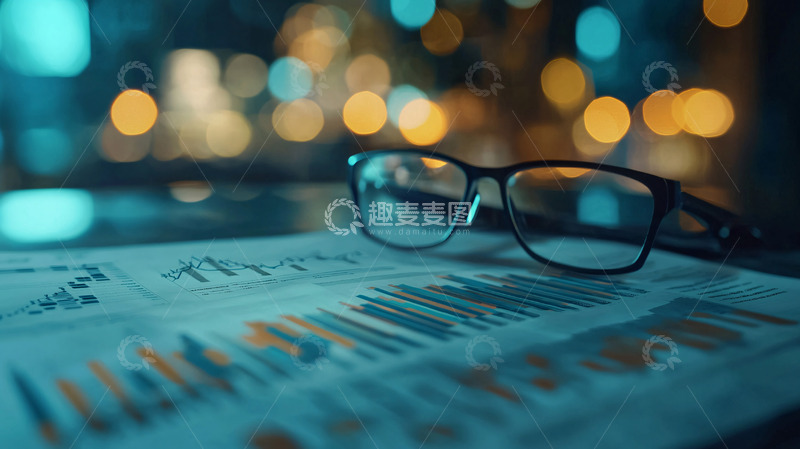 高清大图下载【趣麦麦图】夜景办公桌眼镜图表