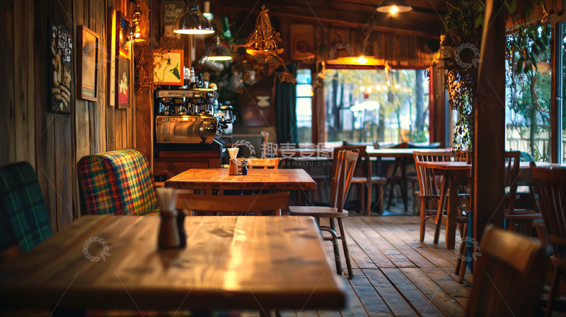 高清大图下载【趣麦麦图】木质乡村风格咖啡馆