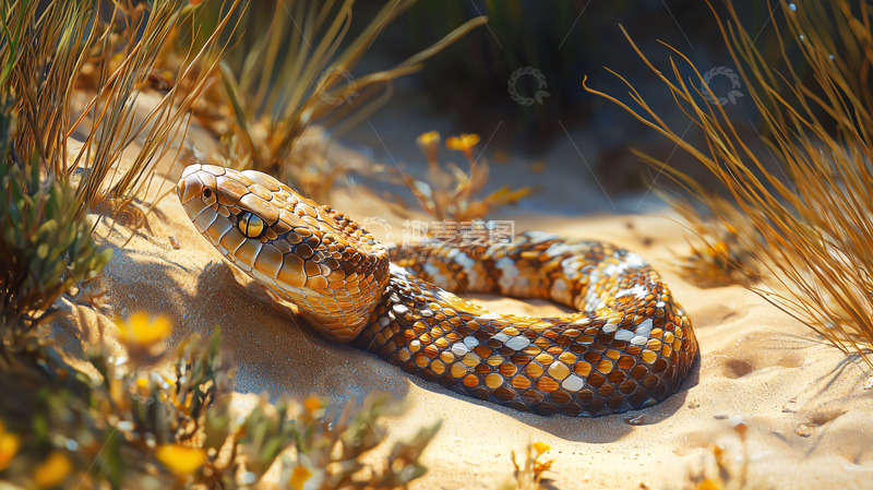 高清大图下载【趣麦麦图】沙漠里的蛇高清图片