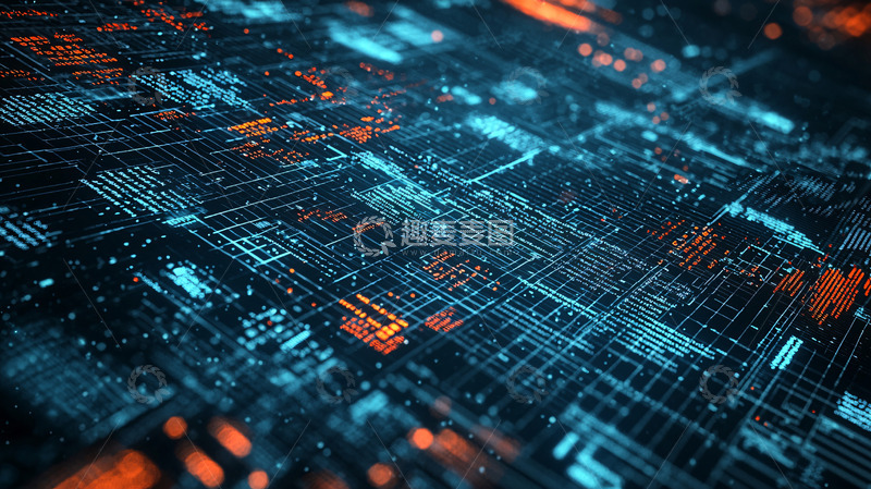 高清大图下载【趣麦麦图】抽象科技感数据流背景
