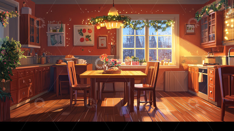 高清大图下载【趣麦麦图】温暖舒适的乡村风格厨房