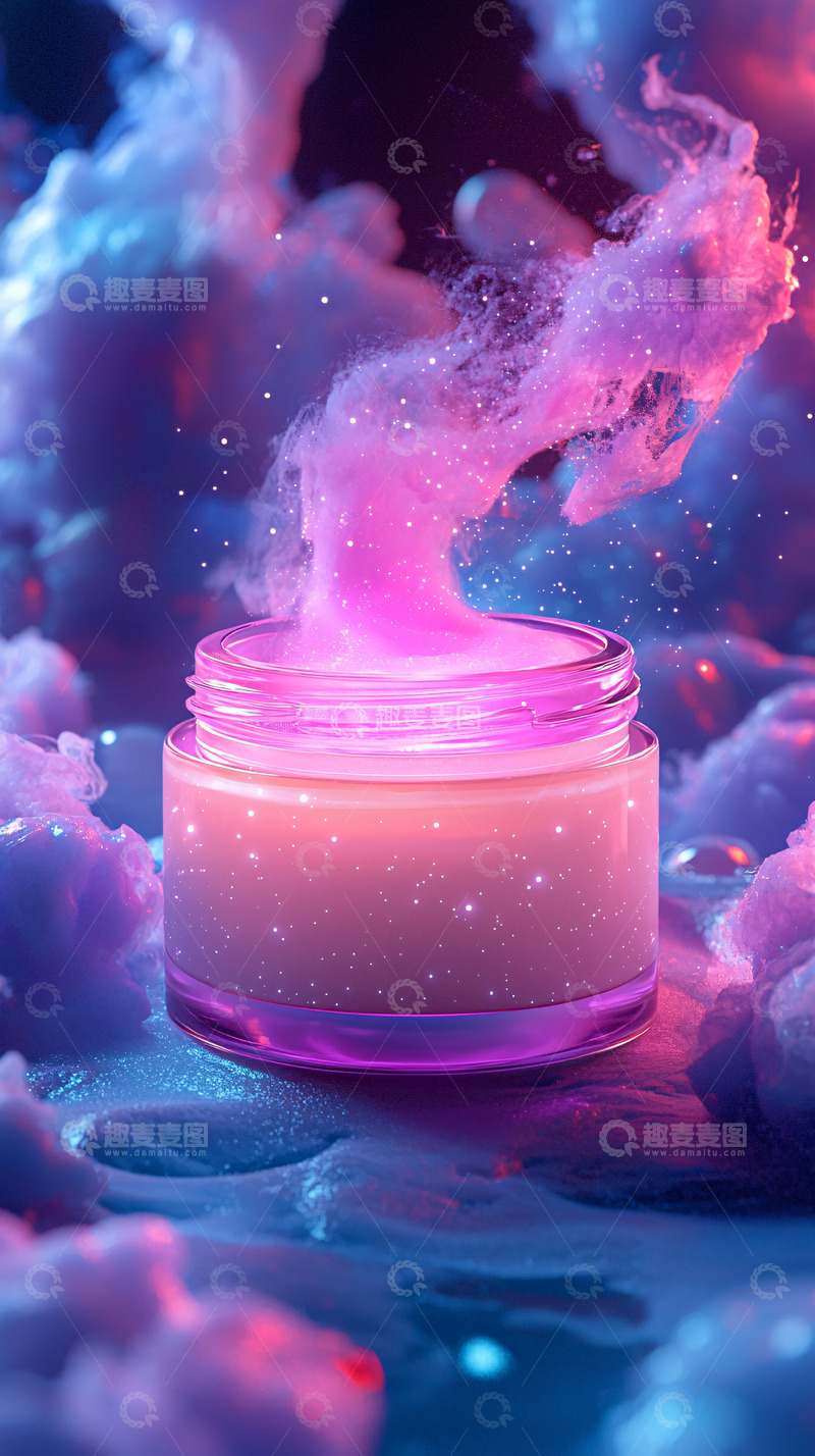 高清大图下载【趣麦麦图】梦幻紫粉色护肤霜