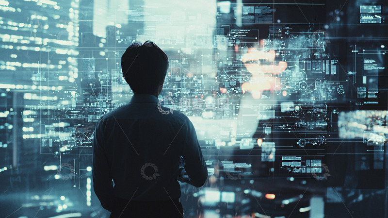 高清大图下载【趣麦麦图】夜幕下的都市数据流