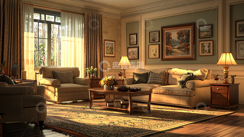 高清大图下载【趣麦麦图】温馨舒适的欧式客厅