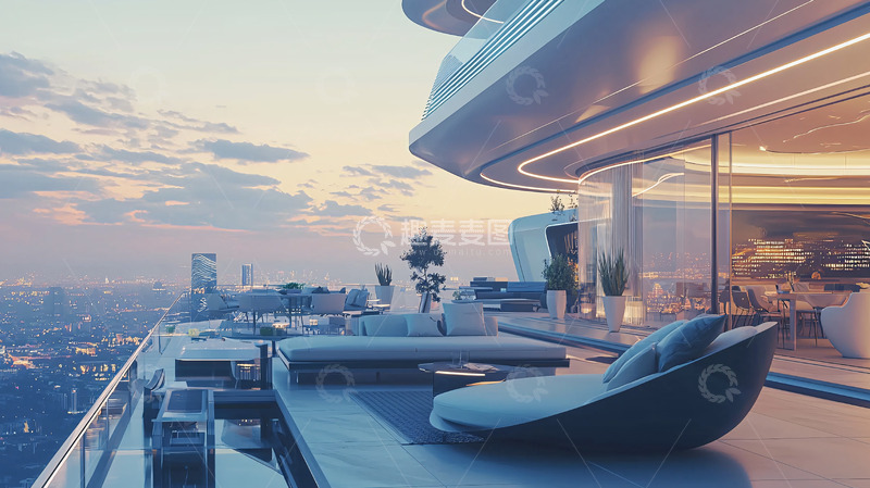 高清大图下载【趣麦麦图】高端公寓露台夜景