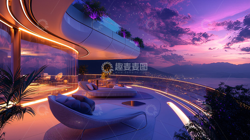 高清大图下载【趣麦麦图】未来都市阳台