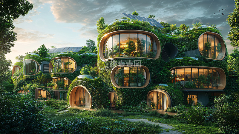 高清大图下载【趣麦麦图】绿植覆盖的未来住宅