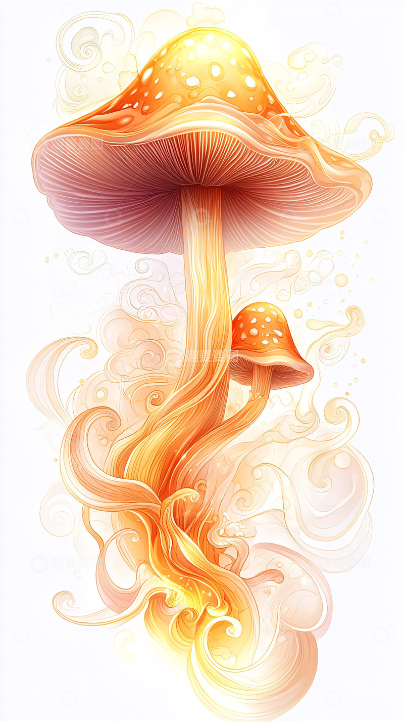 高清大图下载【趣麦麦图】梦幻橙色蘑菇