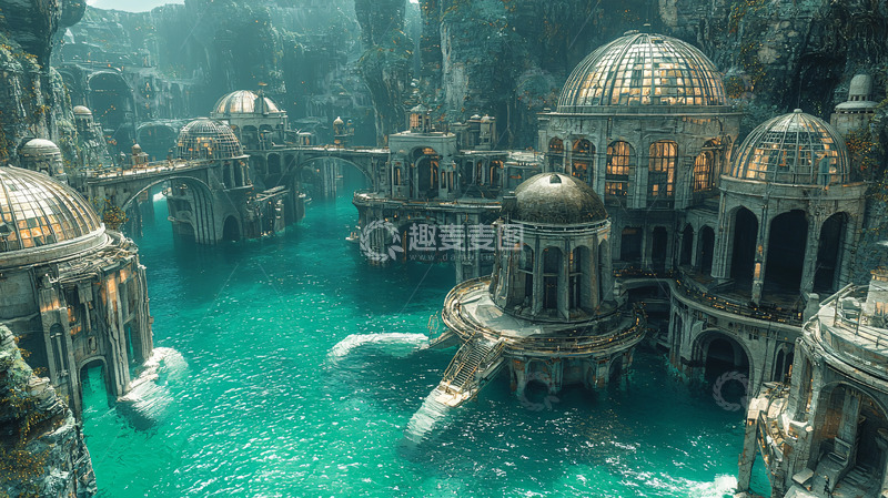 高清大图下载【趣麦麦图】水中古城