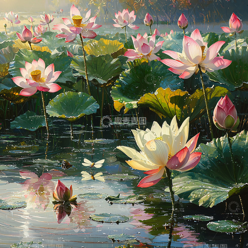 高清大图下载【趣麦麦图】荷花池塘风景画