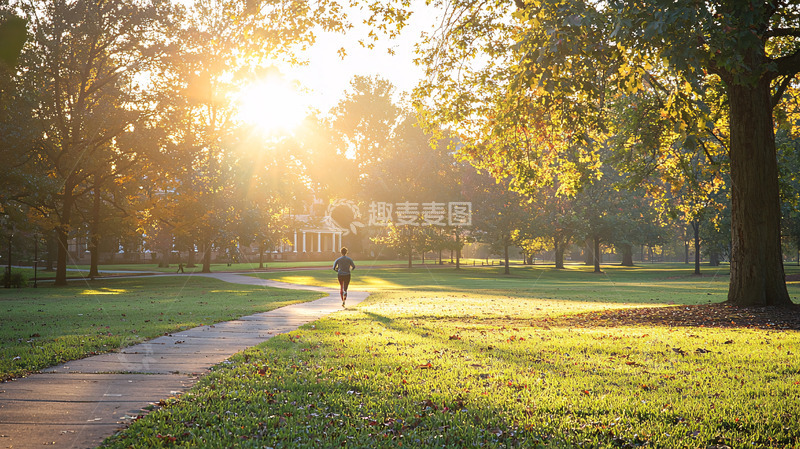 高清大图下载【趣麦麦图】清晨公园跑步