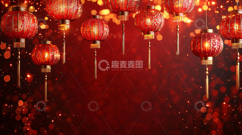 高清大图下载【趣麦麦图】红灯笼喜庆背景图