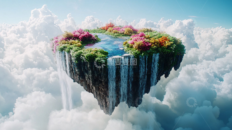 高清大图下载【趣麦麦图】云端上的梦幻岛屿