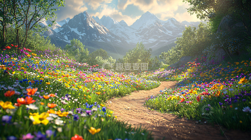 高清大图下载【趣麦麦图】山间野花小路