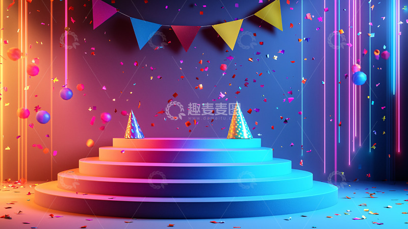高清大图下载【趣麦麦图】霓虹灯生日派对舞台
