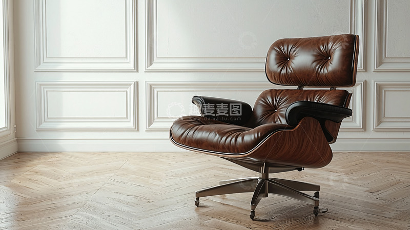 高清大图下载【趣麦麦图】棕色真皮休闲椅