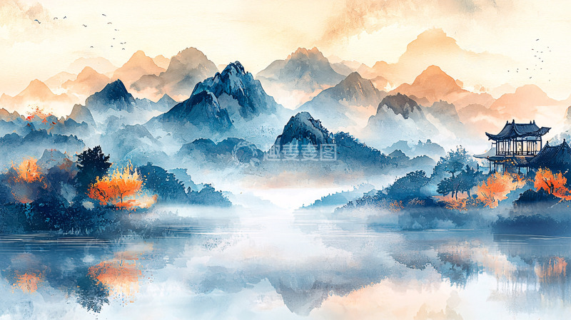 高清大图下载【趣麦麦图】水墨山水画8