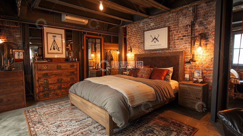 高清大图下载【趣麦麦图】工业风卧室
