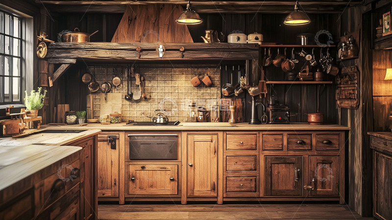 高清大图下载【趣麦麦图】乡村风格厨房