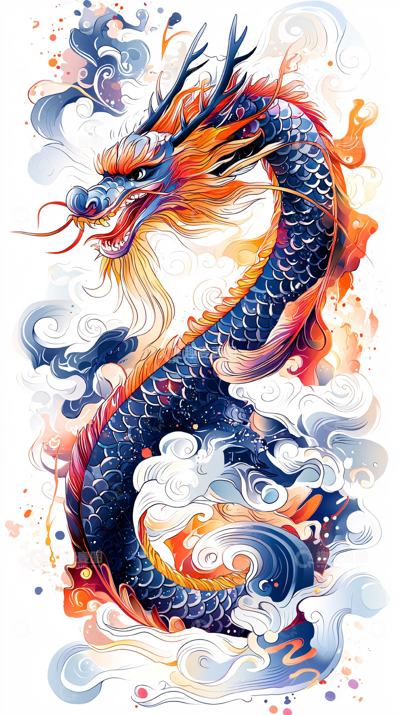 高清大图下载【趣麦麦图】水墨龙图腾