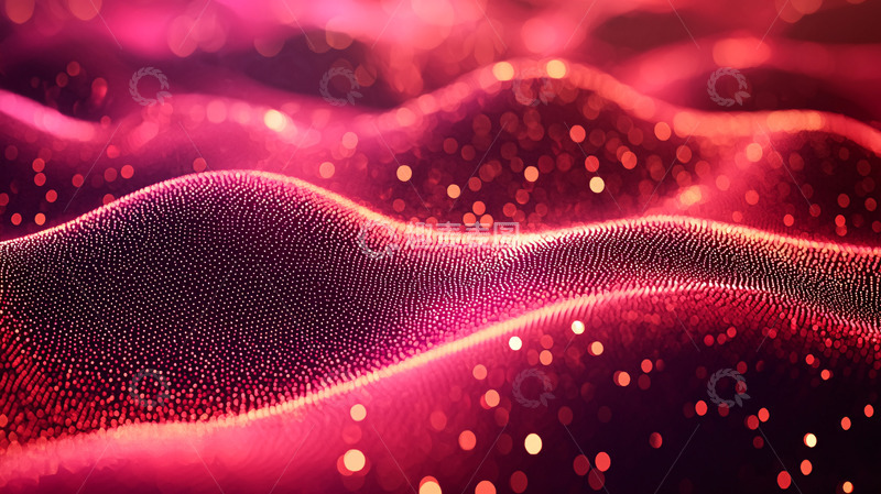 高清大图下载【趣麦麦图】红色波浪粒子背景