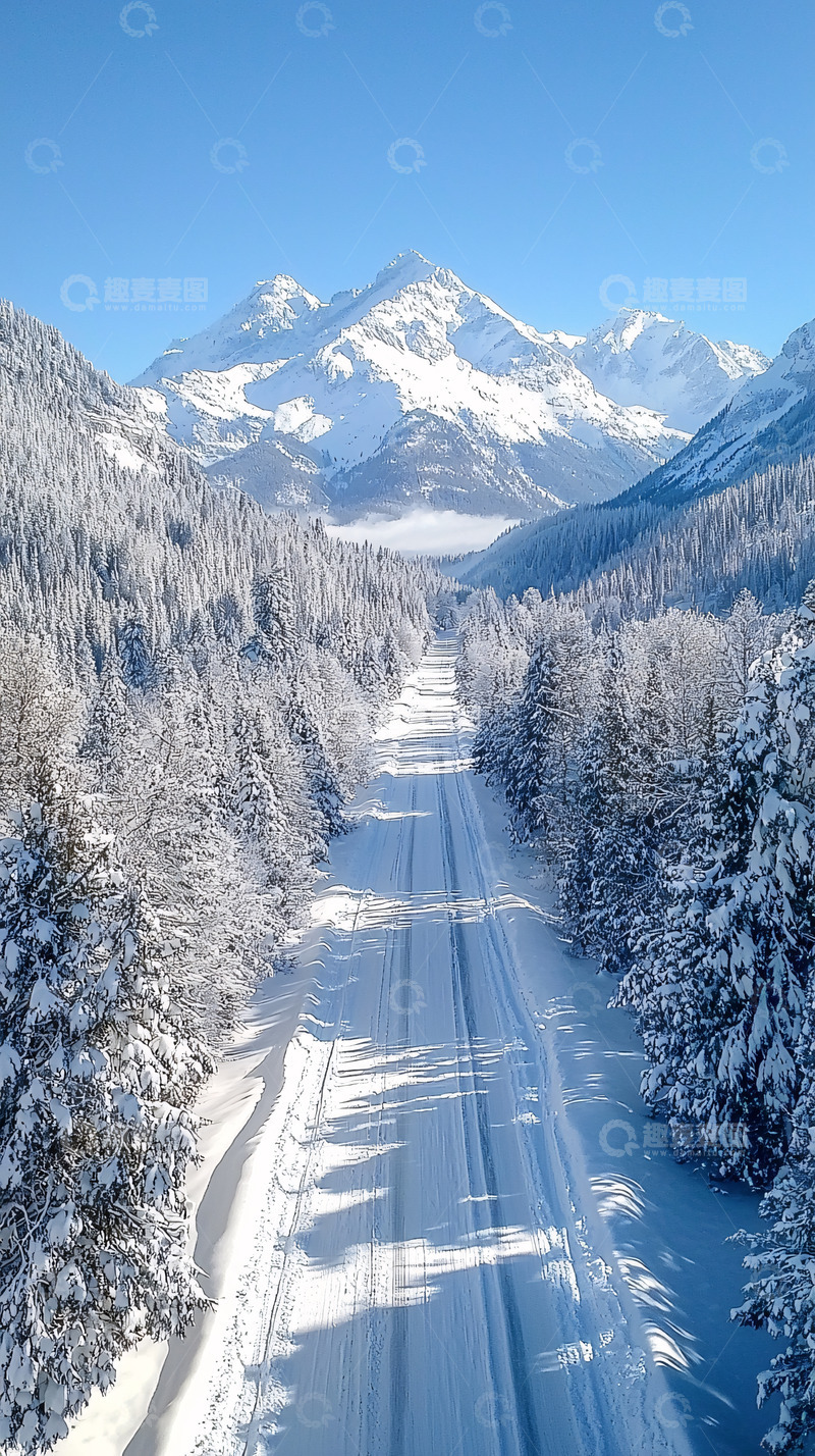 高清大图下载【趣麦麦图】雪山公路
