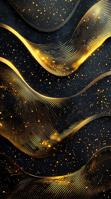 黑色背景金色曲线星光点点