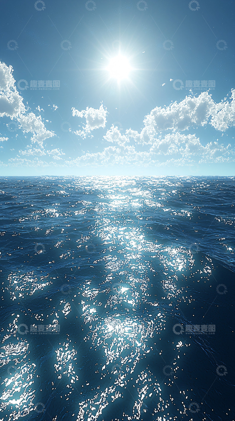 高清大图下载【趣麦麦图】海面波光粼粼阳光