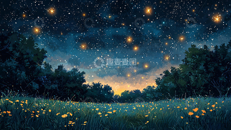 高清大图下载【趣麦麦图】星空萤火