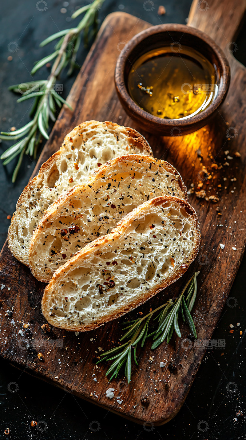 高清大图下载【趣麦麦图】面包切片与橄榄油