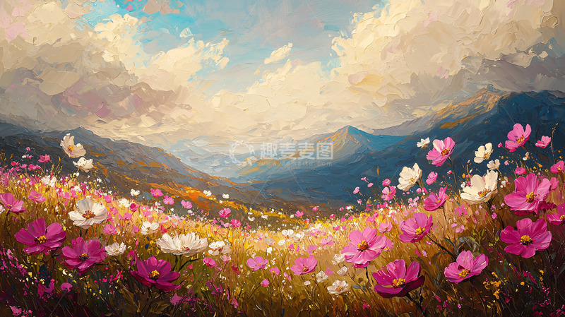 高清大图下载【趣麦麦图】梦幻山谷花海