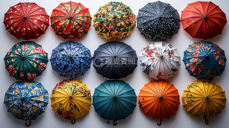 高清大图下载【趣麦麦图】彩色雨伞墙