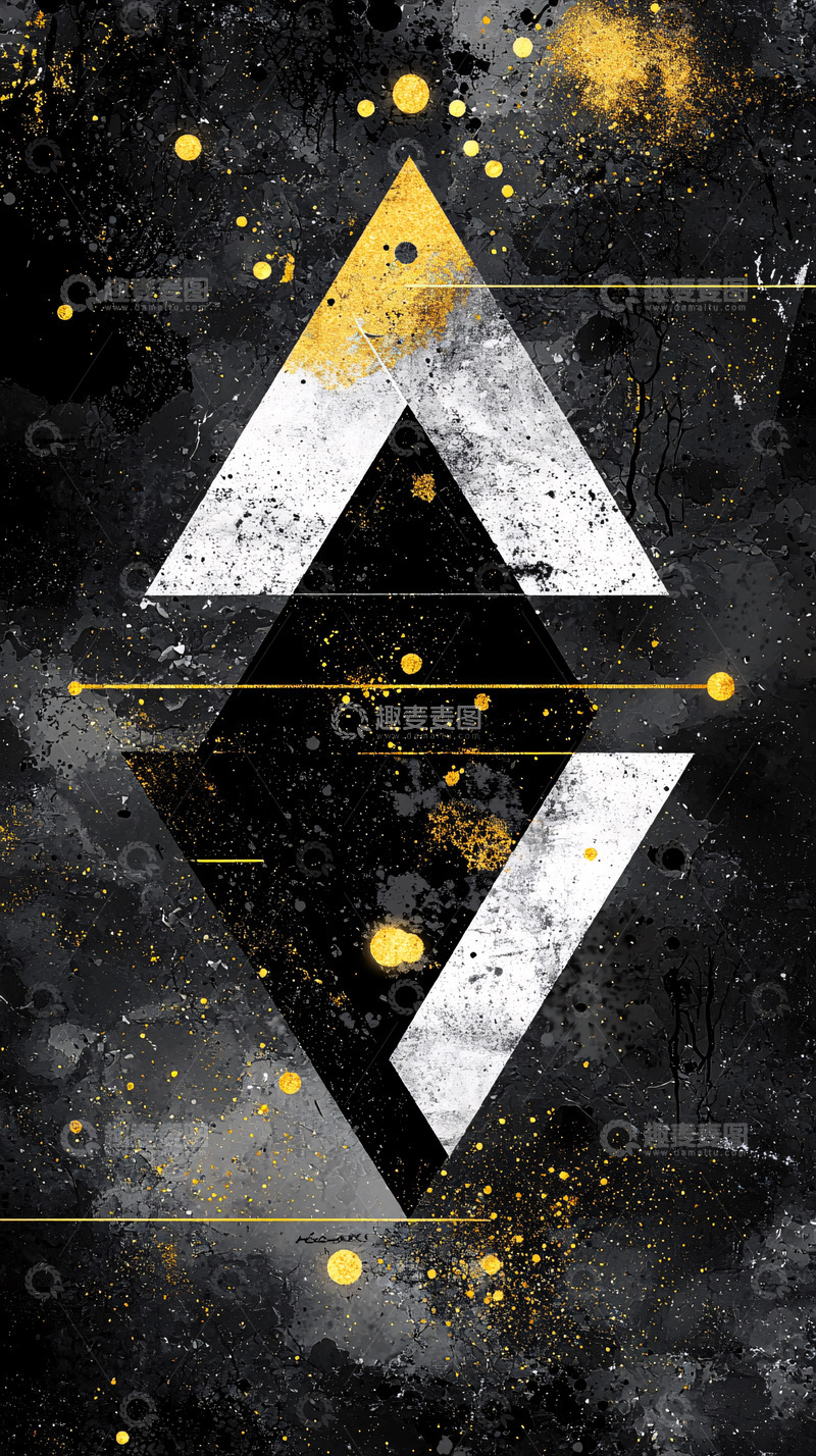 高清大图下载【趣麦麦图】抽象几何黑白金