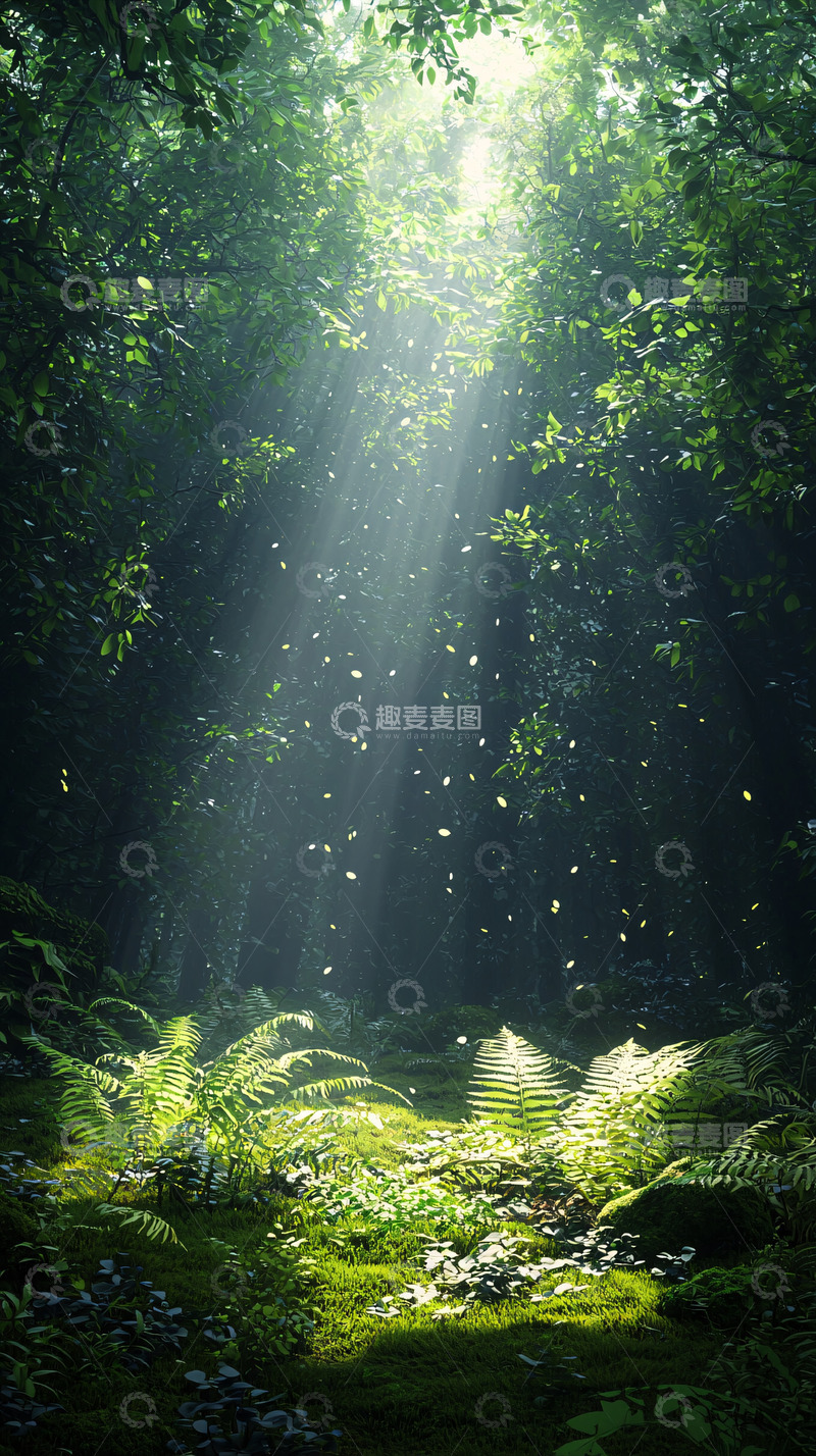 高清大图下载【趣麦麦图】森林光线梦幻唯美