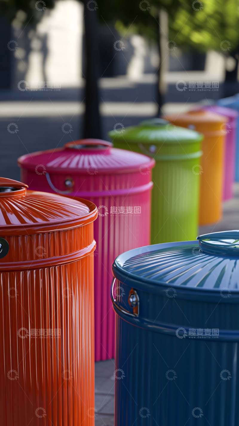 高清大图下载【趣麦麦图】彩色垃圾桶