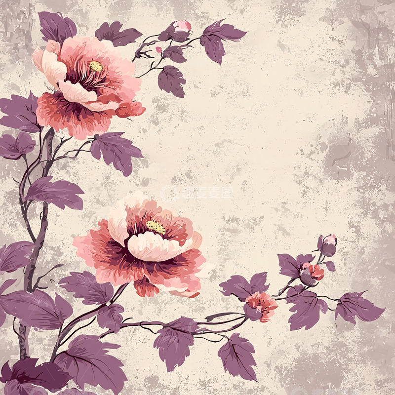 高清大图下载【趣麦麦图】水墨风格花卉