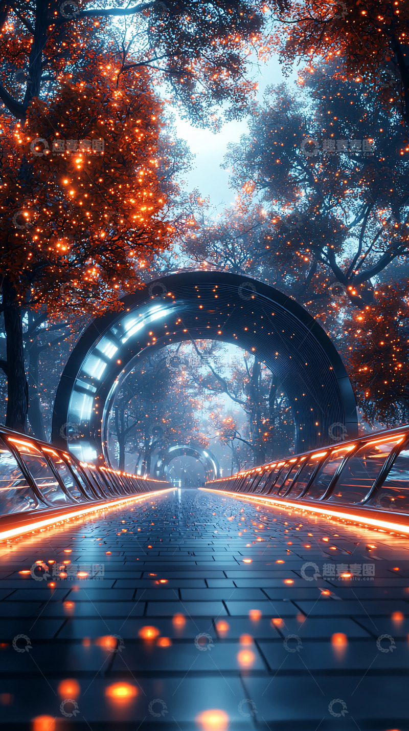 高清大图下载【趣麦麦图】光影梦幻森林小路