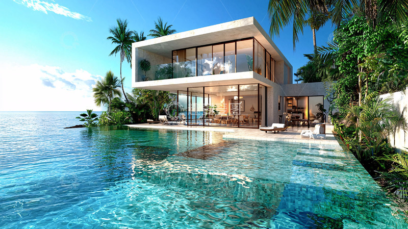 高清大图下载【趣麦麦图】海边现代别墅