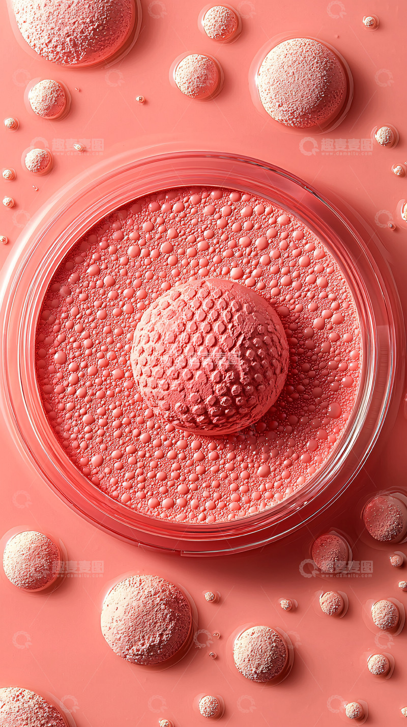高清大图下载【趣麦麦图】粉色圆形粉末颗粒聚集特写