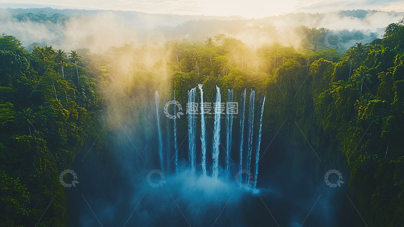 高清大图下载【趣麦麦图】雾气缭绕的瀑布