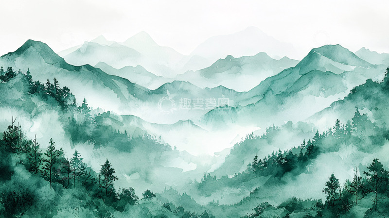 高清大图下载【趣麦麦图】水墨山水画9