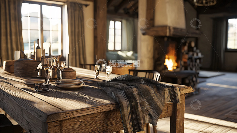 高清大图下载【趣麦麦图】乡村木质餐桌