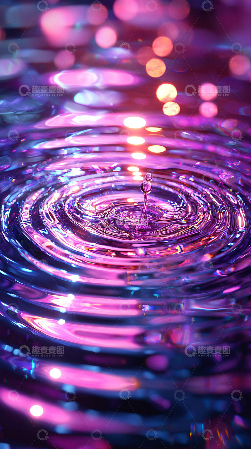 高清大图下载【趣麦麦图】紫色水滴涟漪