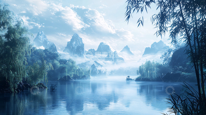 高清大图下载【趣麦麦图】山水云雾缥缈仙境