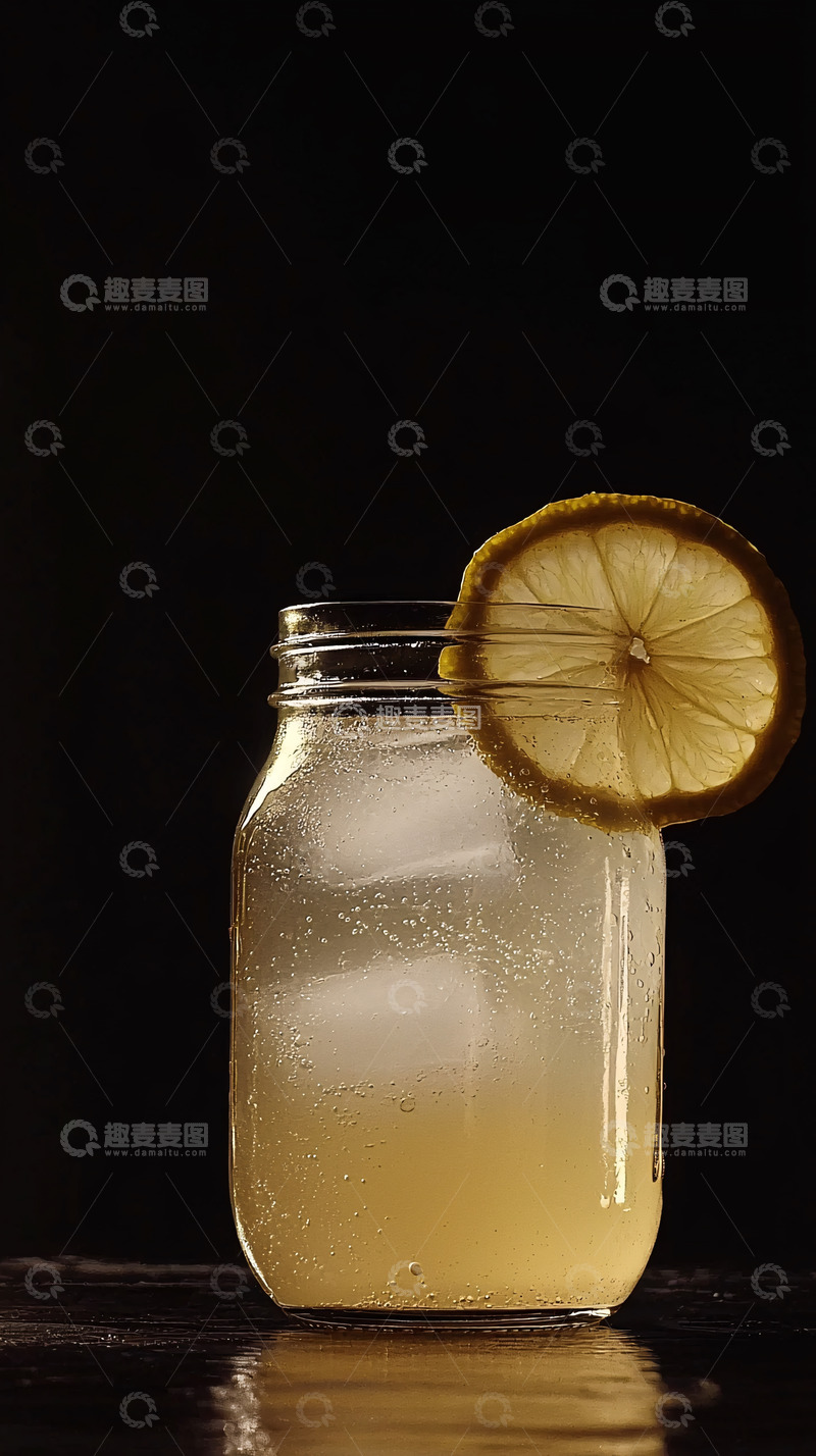高清大图下载【趣麦麦图】冰镇柠檬水梅森罐