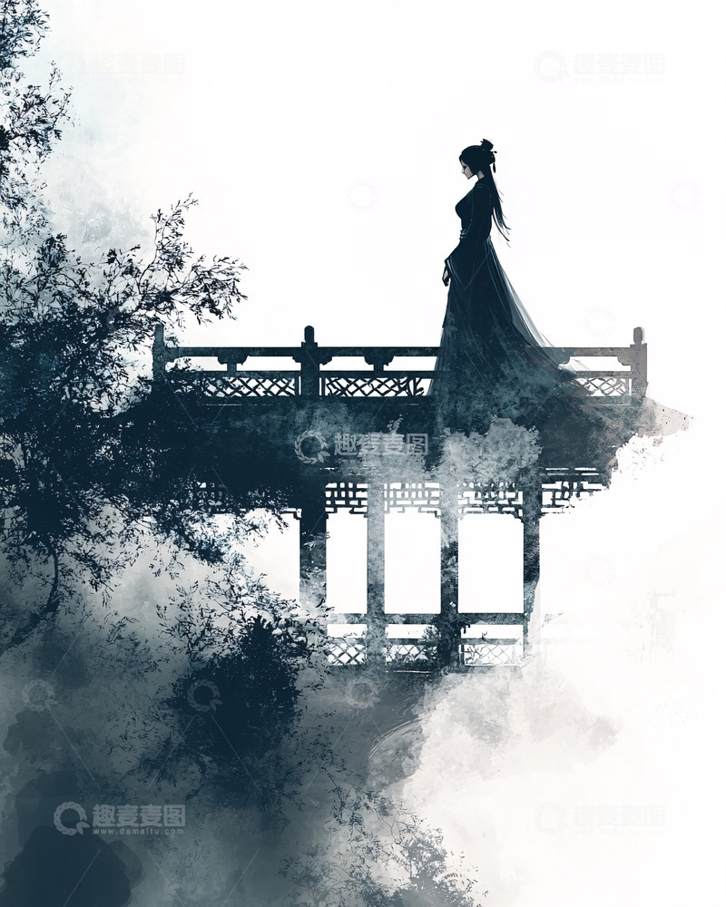 高清大图下载【趣麦麦图】水墨古风女子