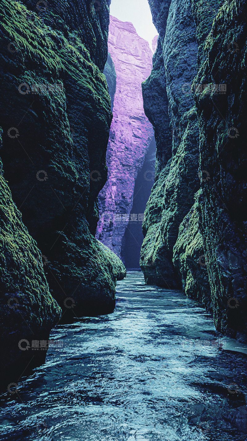 高清大图下载【趣麦麦图】峡谷河流苔藓岩石