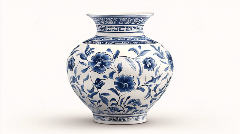 高清大图下载【趣麦麦图】青花瓷花瓶特写