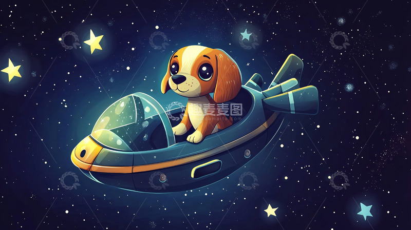 高清大图下载【趣麦麦图】太空狗狗