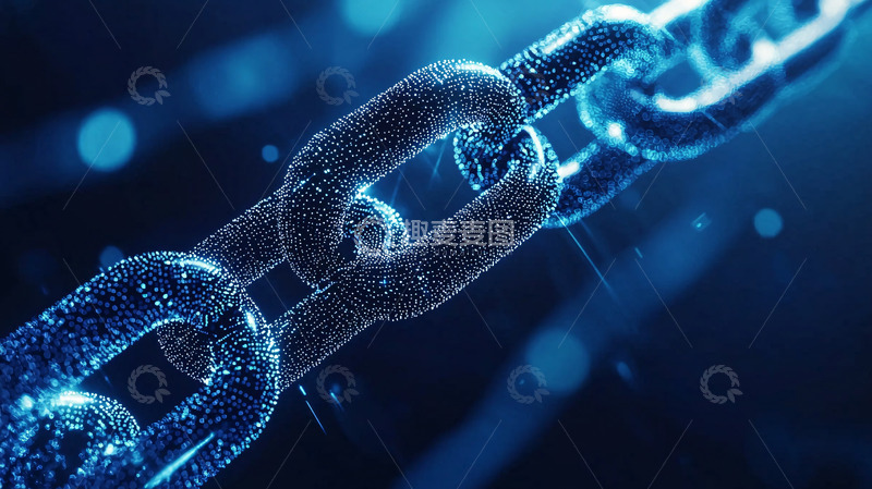 高清大图下载【趣麦麦图】蓝色科技感金属链条